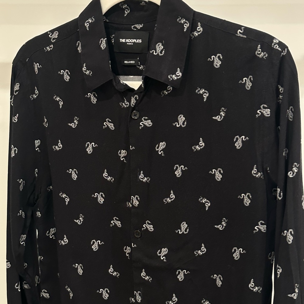 The Kooples Black Snake Print Shirt S